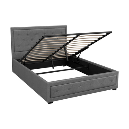 Artiss Bed Frame Double Size Gas Lift Grey TIYO