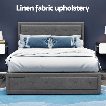 Artiss Bed Frame Double Size Gas Lift Grey TIYO