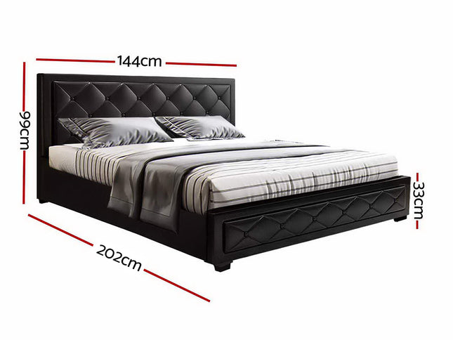 Artiss Bed Frame Double Size Gas Lift Black TIYO