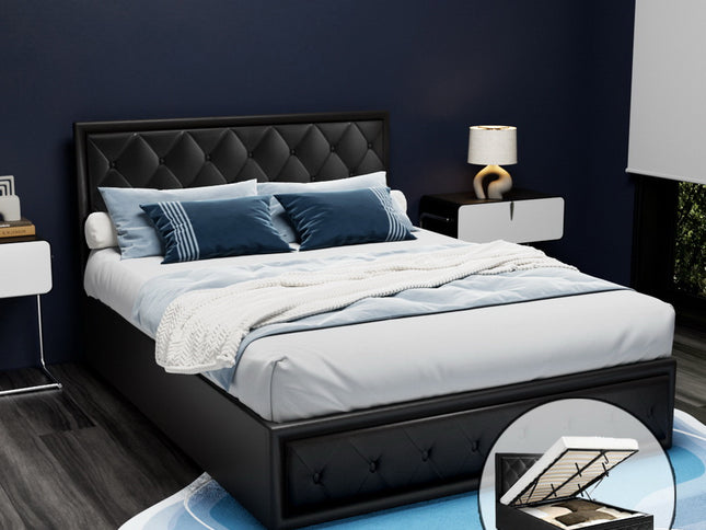 Artiss Bed Frame Queen Size Gas Lift Black TIYO