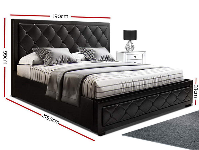 Artiss Bed Frame King Size Gas Lift Black TIYO
