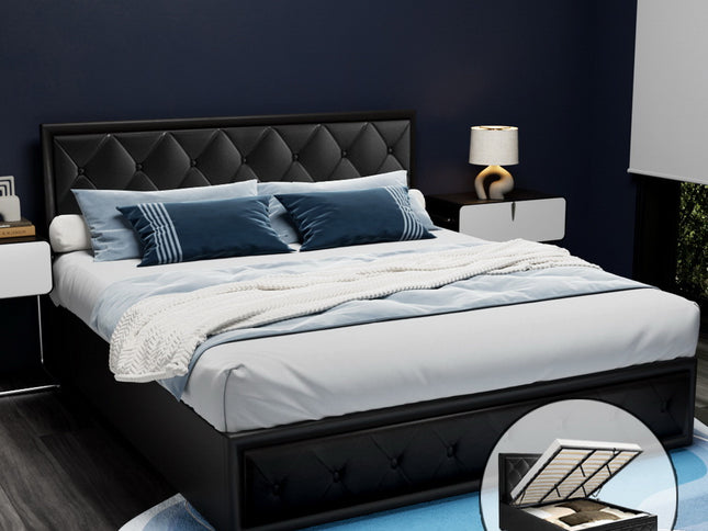 Artiss Bed Frame King Size Gas Lift Black TIYO