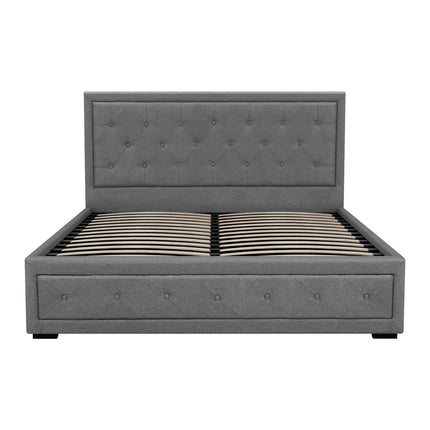 Artiss Bed Frame Queen Size Gas Lift Grey TIYO