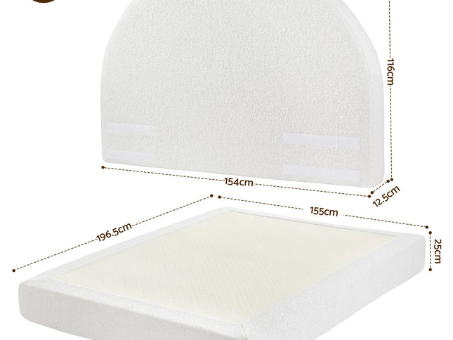 Artiss Double Bed Frame Boucle Fabric Vacuum Compressed Beds Removable Washable Cover No-Assembly