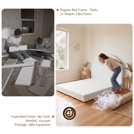 Artiss Double Bed Frame Boucle Fabric Vacuum Compressed Beds Removable Washable Cover No-Assembly