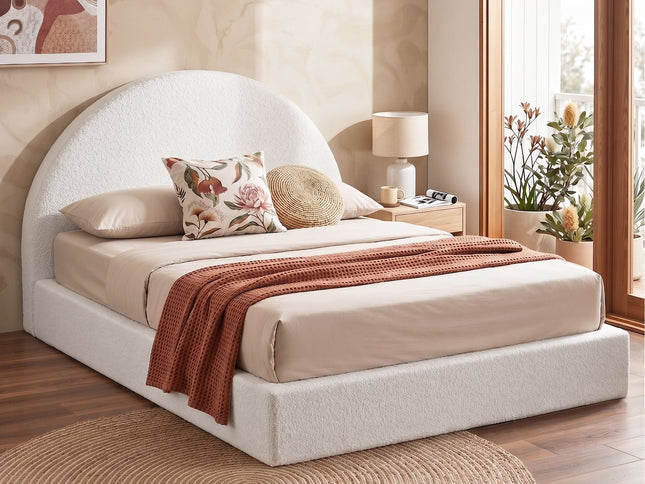 Artiss Queen Bed Frame Boucle Fabric Vacuum Compressed Beds Removable Washable Cover No-Assembly