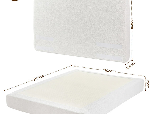 Artiss Queen Bed Frame Boucle Fabric Vacuum Compressed Beds Washable Cover No-Assembly