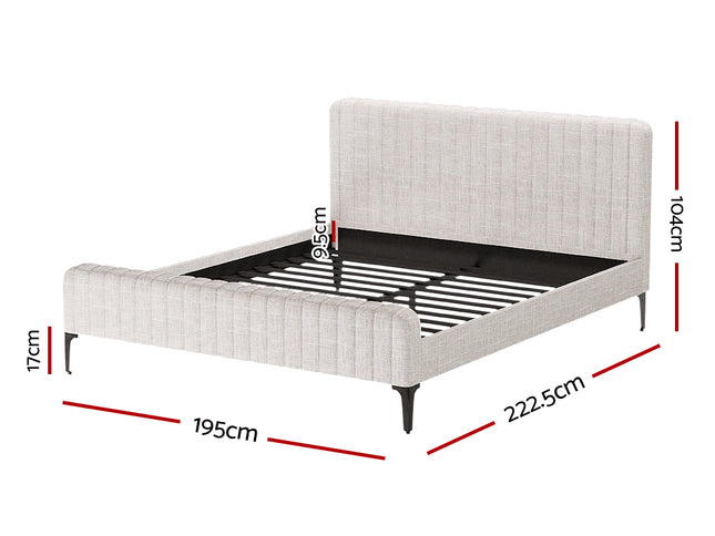 Artiss Bed Frame King Size Beige AMMY