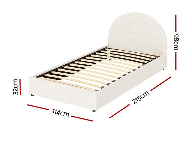 Artiss Bed Frame Gas Lift Strorage Beds Base Platform Boucle Fabric King Single ELLA