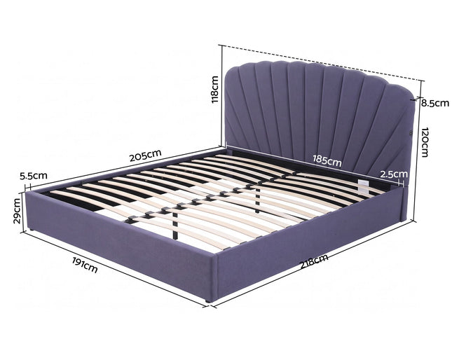 Artiss King Bed Frame with Lift Up Storage and USB Ports Grey