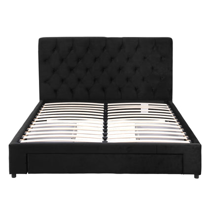 Artiss Double Bed Frame Storage Charging Station Upholstered 3 Drawers USB Type-C