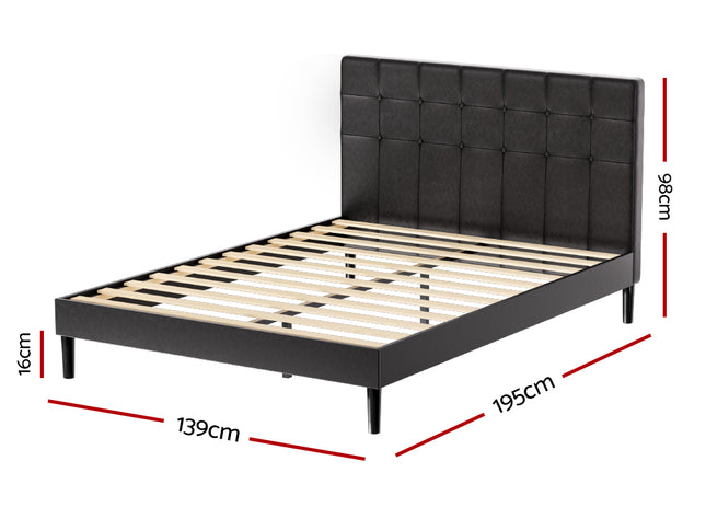 Artiss Bed Frame Double Size LED Black RAVI