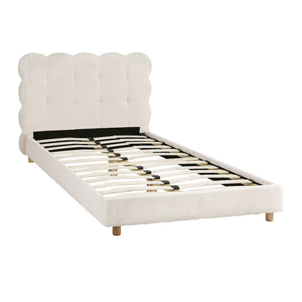 Artiss King Single Bed Frame Cloud Headboard Boucle Fabric Mattress Platform Base White