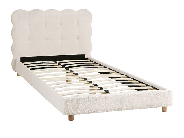 Artiss King Single Bed Frame Cloud Headboard Boucle Fabric Mattress Platform Base White
