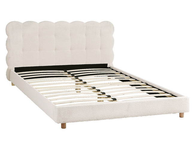 Artiss Queen Bed Frame Cloud Headboard Boucle Fabric Mattress Platform Base White