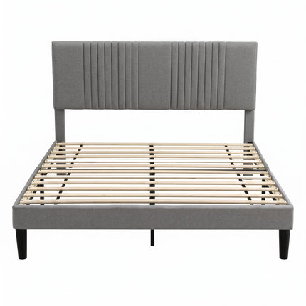Artiss Double Bed Frame with Adjustable Headboard, Grey, 300kg Capacity