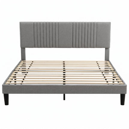 Artiss King Bed Frame with Adjustable Headboard, Grey, 300kg Capacity