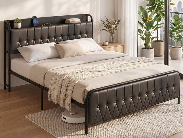 Artiss King Bed Frame with Storage Headboard SAA Certified Charging Station
