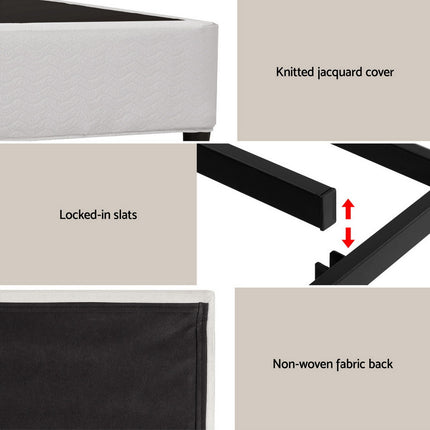 Artiss Queen Bed Frame with Headboard Platform Bed Base Grey Beige Fabric Metal