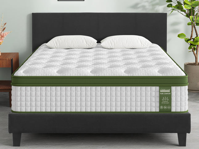 Artiss BedStory Queen Bed Frame Mattress Set Platform Upholstered Hybrid Pocket Coil
