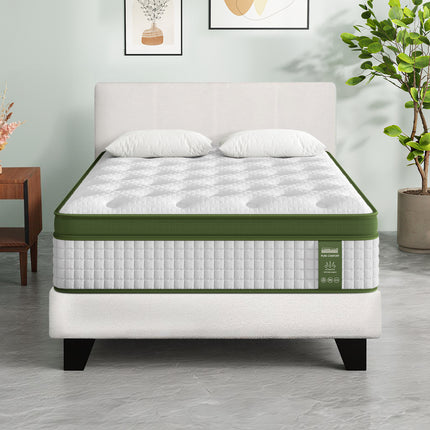 Artiss King Single Bed Set with BedStory Hybrid Mattress Upholstered Platform White Boucle Fabric