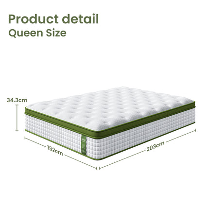 Artiss BedStory Queen Bed Frame Set with Hybrid Mattress and Leather Frame Medium White