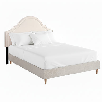 Artiss Queen Bed Frame with Storage Scalloped Velvet Headboard Wooden Platform Base