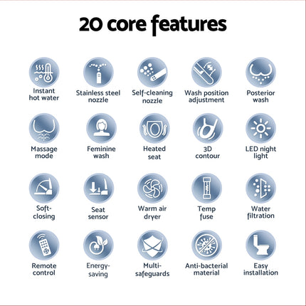 Cefito Electric Bidet Toilet Seat Cover LED Night Light Heated Seat with Remote