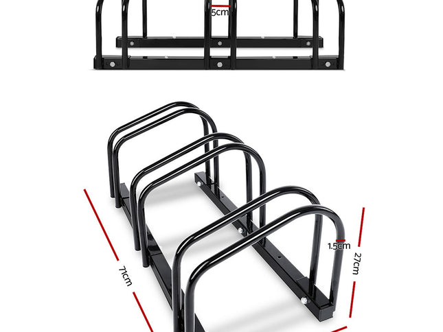 Weisshorn 3 Bike Stand Rack Bicycle Storage Floor Parking Holder Cycling Black