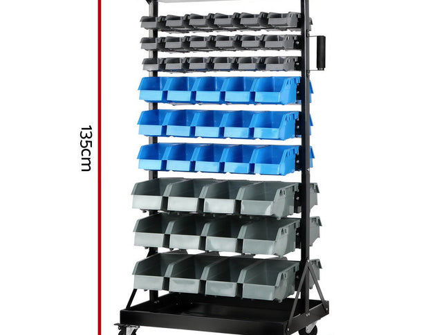 Giantz 90 Storage Bin Rack Stand Double-sided Wheels