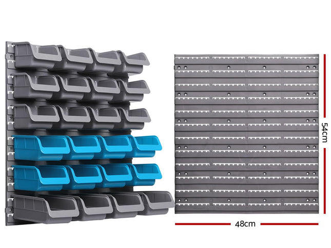 Giantz 44 Storage Bin Rack Wall Mounted Peg Board