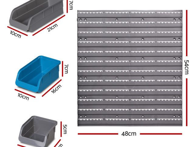 Giantz 48 Storage Bin Rack Wall Mounted Steel Board
