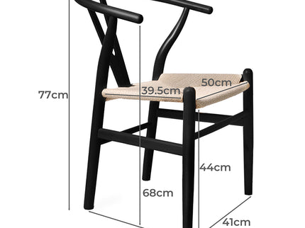 Levede 2x Dining Chairs Wooden Hans Black-1942353395260198914
