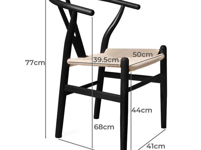 Levede 2x Dining Chairs Wooden Hans Black-1942353395260198914