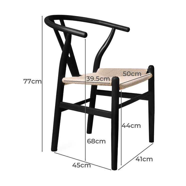 Levede 2x Dining Chairs Wooden Hans Black-1975420492953292802