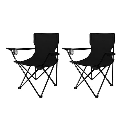 Levede 2Pcs Camping Chairs Folding Arm Black-1975420433268346880