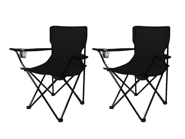 Levede 2Pcs Camping Chairs Folding Arm Black-1864184446354329600