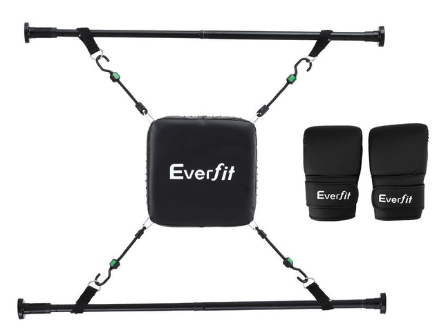 Everfit Doorway Punching Bag Adjustable Apartment Friendly with Boxing Gloves Black