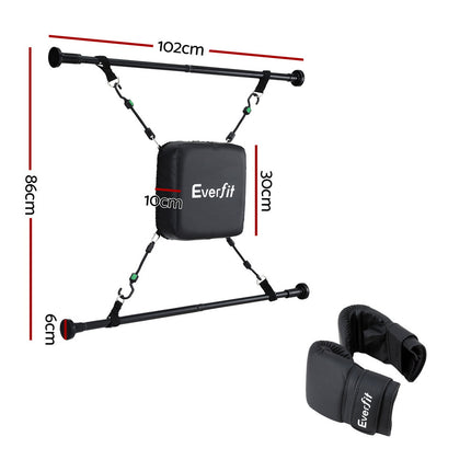 Everfit Doorway Punching Bag Adjustable Apartment Friendly with Boxing Gloves Black