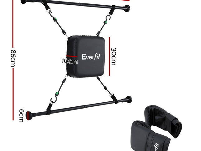 Everfit Doorway Punching Bag Adjustable Apartment Friendly with Boxing Gloves Black