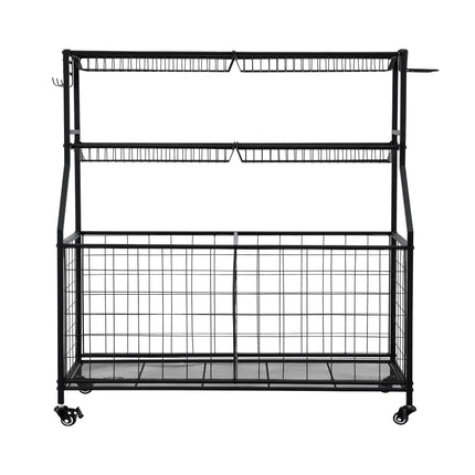 Everfit Sports Equipment Organizer Storage with Wheels Multi-Sport Garage Gym Black