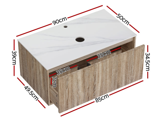 Cefito Vanity Unit 915mm with Basin Oak