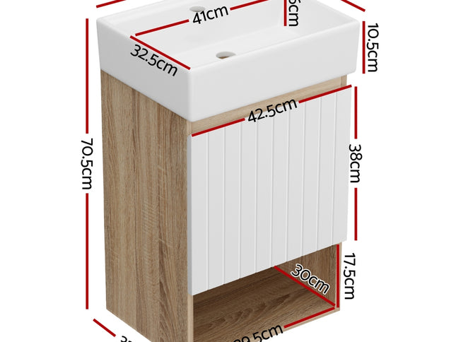 Cefito Vanity Unit 445mm Basin Bathroom Cabinet Storage Wall Hung Sink White