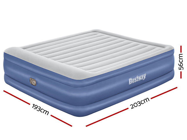 Bestway Air Mattress King Inflatable Bed 56cm Airbed Blue