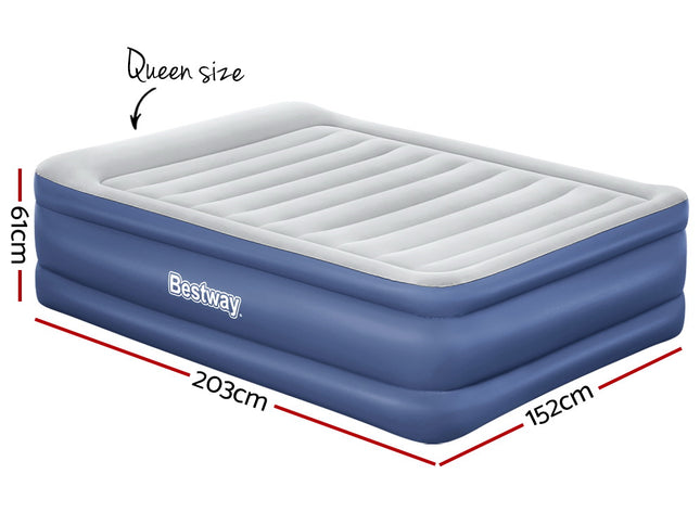 Bestway Air Mattress Queen Inflatable Bed 61cm Airbed Blue