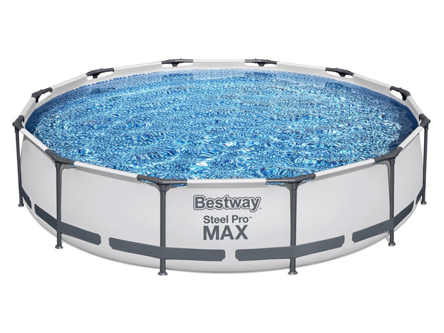 Bestway Swimming Pool 366x76cm Steel Frame Round Above Ground Pools w/ Filter Pump 6473L