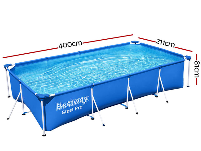 Bestway Swimming Pool 400x211x81cm Steel Frame Above Ground Pools 5700L