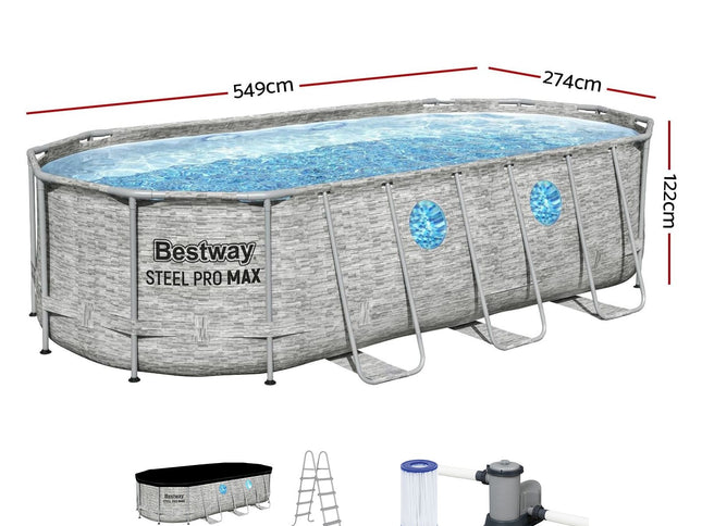 Bestway Swimming Pool 549x274x122cm Steel Frame Above Ground Pools Filter Pump Ladder 13430L