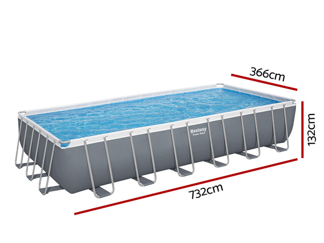Bestway Swimming Pool 732x366x132cm Steel Frame Above Ground Pools Ladder 30045L