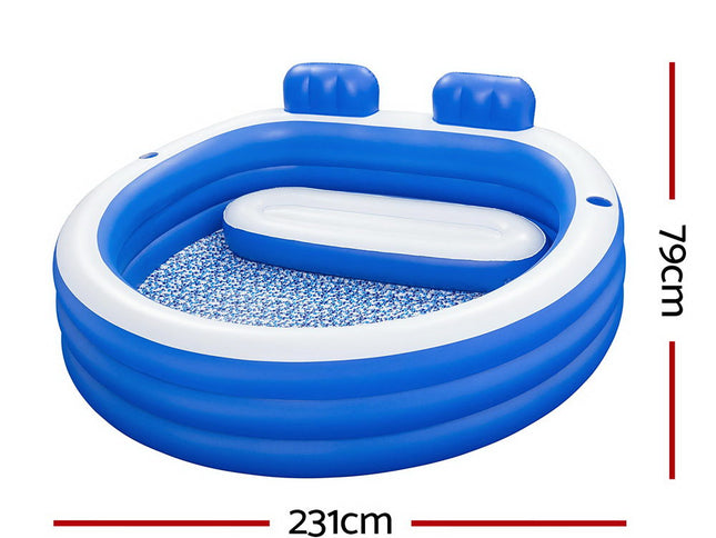 Bestway Kids Inflatable Pool Above Ground Pools Bench Seat Cup Holder 231x219cm